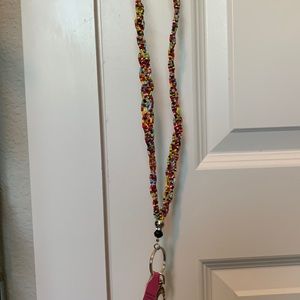 Rainbow beaded lanyard with keychain